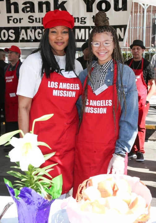 Garcelle Beauvais and Storm Reid volunteering for easter